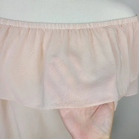 Marciano Blush Pink Silk Off the Shoulder Ruffle Top Small - Picture 3 of 16